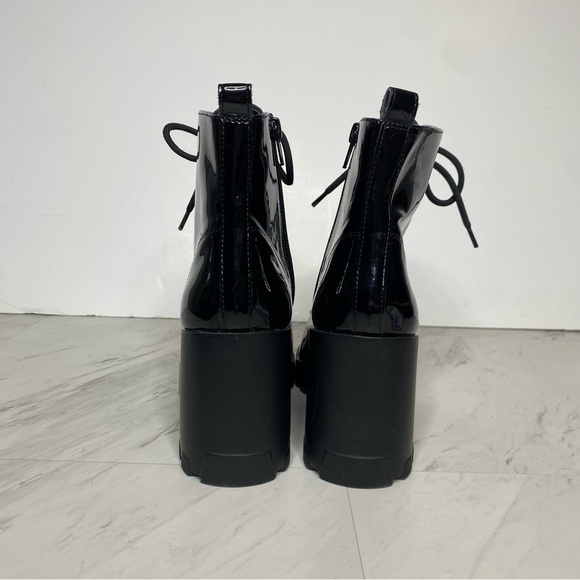 BP Masson Black Patent Heeled Lace Up Boot 8M - Picture 3 of 15